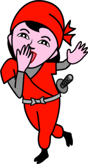 ほほほほと高らかに笑うかわいい乙女忍者のイラスト