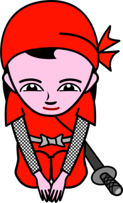 いらっしゃいませ 正座していらっしゃいませと手をついている女忍者のイラスト