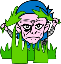 見張る 草陰に隠れて敵を見張っている爺さん忍者のイラスト