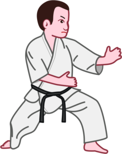 がっしりと構えている空手選手のイラスト