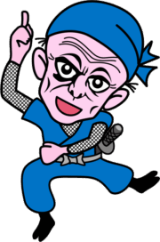 なるほど！と小躍りしている爺さん忍者のイラスト