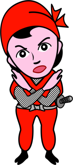 拒絶 腕を前で交差させて拒絶のポーズをとっている女忍者のイラスト