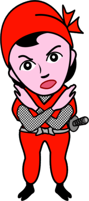 腕を前で交差させて拒絶のポーズをとっている女忍者のイラスト