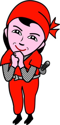 お願い 愛らしい顔でお願いポーズをしている女忍者のイラスト