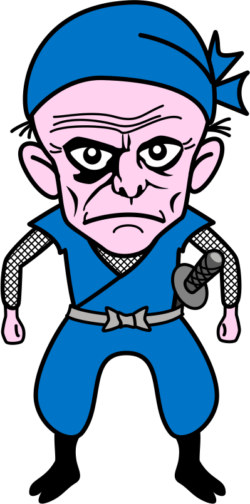 眼光 鋭い眼光で相手に迫る老人忍者のキャラクターイラスト