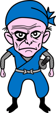鋭い眼光で相手に迫る老人忍者のキャラクターイラスト