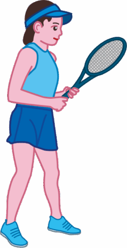 テニスの女子選手 相手のサーブを待っている女子テニス選手のイラスト