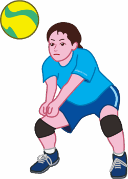 レシーブ 相手のサーブを上手くレシーブしたママさんバレーの選手のイラスト