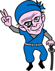 ありがとうのサインを送っている爺さん忍者のイラスト