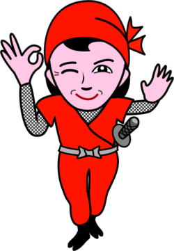 OK ウィンクしながら指でOKサインを出している女忍者のイラスト