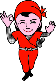 ウィンクしながら指でOKサインを出している女忍者のイラスト