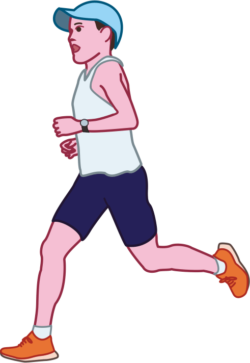 タイムを追って走るマラソンランナーのイラスト