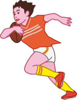 ラグビー選手 独走状態でトライをめざすラグビー選手のイラスト