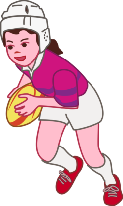 ちびっ子ラグビーを楽しんでいる女の子のイラスト