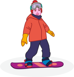 スノーボードを楽しんでいるちびっ子ボーダーのイラスト