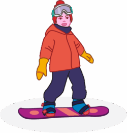 ちびっ子ボーダー スノーボードを楽しんでいるちびっ子ボーダーのイラスト