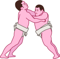 白熱する学生相撲のイラスト