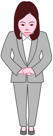 不手際を詫びている女性社員のイラスト