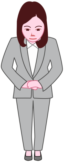不手際を詫びている女性社員のイラスト