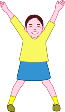 元気にバンザイをしている女の子のイラスト