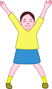 元気にバンザイをしている女の子のイラスト