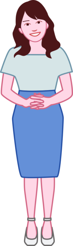 「お待ちしておりました」と来客に微笑みかける女性のイラスト