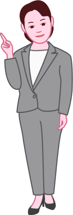 要点を説明している女性社員のイラスト