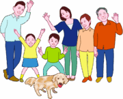 愛犬と一緒 愛犬と暮らしている家族のイラスト