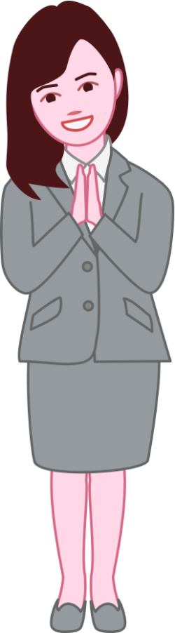 胸の前で手を合わせてお願いしている女性のイラスト