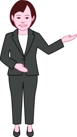 迷っている訪問者を目的地へ誘導している女性のイラスト