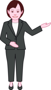 迷っている訪問者を目的地へ誘導している女性のイラスト
