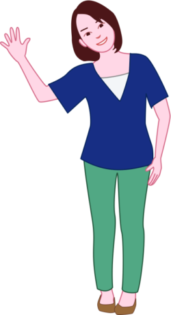 笑顔で手を振っている女性のイラスト