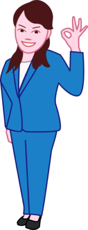 OKサインを出している女性社員のイラスト