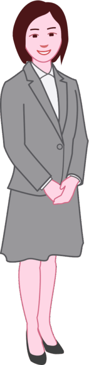 清楚なグレーのスーツ姿の女性のイラスト
