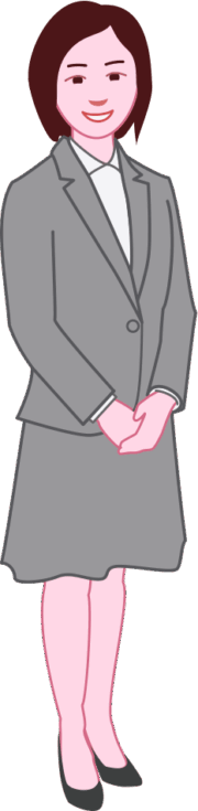 清楚なグレーのスーツ姿の女性のイラスト