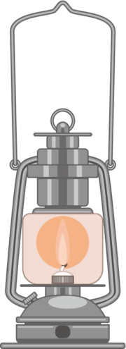 ランタン 被災者を暗闇の恐怖から守るランタンのイラスト