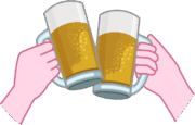 生ビールジョッキで乾杯しているイラスト