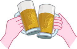 乾杯 生ビールジョッキで乾杯しているイラスト