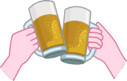 乾杯 生ビールジョッキで乾杯しているイラスト