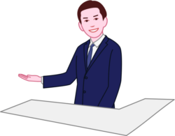 来客の受付をしている若い男性のイラスト