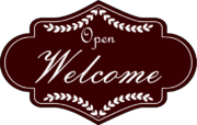 筆記体で「Welcome」と書かれた看板のイラスト