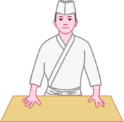 寿司職人の「いらっしゃいませ」のイラスト