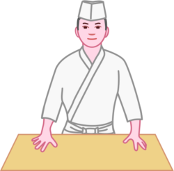 寿司職人の「いらっしゃいませ」のイラスト