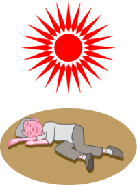 炎天下に熱中症で倒れた老人のイラスト