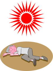 熱中症 炎天下に熱中症で倒れた老人のイラスト