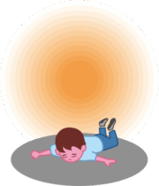 熱中症 熱中症で倒れた男の子のイラスト