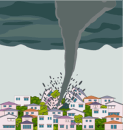 竜巻 住宅密集地を襲った竜巻のイラスト