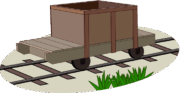昔の鉄道敷設工事現場で使われていたトロッコのイラスト