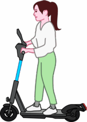 若い女性が電動キックボードに乗っているイラスト