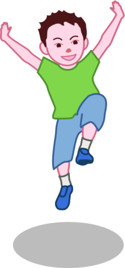 うれしさに飛び上がっている男の子のイラスト